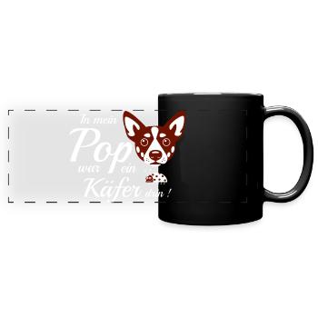 Lustiger Hund - Panorama-Tasse farbig - Schwarz - Vorne