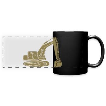 Bagger Silhouette Baugeräteführer Tiefbau - Panorama-Tasse farbig - Schwarz - Vorne