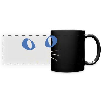 Chat aux yeux bleus - Mug panoramique uni - noir - Devant