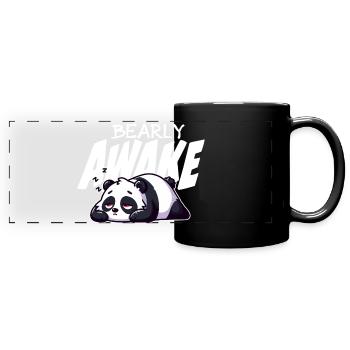 Früh erwachen Panda Illustration - Panorama-Tasse farbig - Schwarz - Vorne