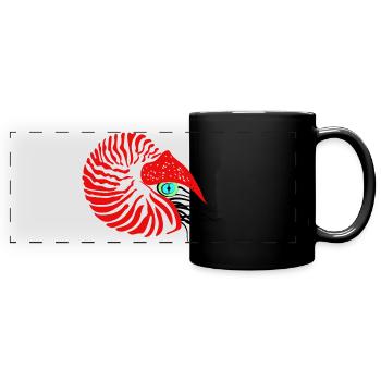 Perlboot, Ammonit, Kopffüßer, Nautilus - Panorama-Tasse farbig - Schwarz - Vorne