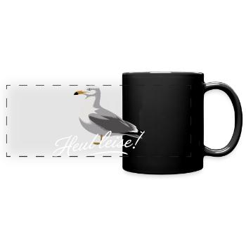 Heul Leise Möwe Illustration Lustiger Spruch - Panorama-Tasse farbig - Schwarz - Vorne