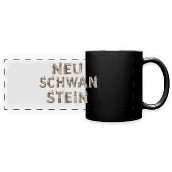 Neu Schwanstein Buchstaben aus Stein - Panorama-Tasse farbig - Schwarz - Vorne