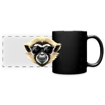 Gibbon Monkey Whitehand Gibbon Monkey Cute Lar Gibbons - Full Colour Panoramic Mug - black - Front