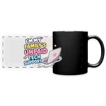 Family Tech Support Unpaid - Full Colour Panoramic Mug - black - Front