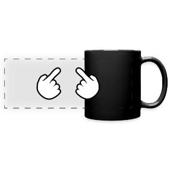 2 haende ich kontur hand comic cartoon zeigen zeig - Panorama-Tasse farbig - Schwarz - Vorne