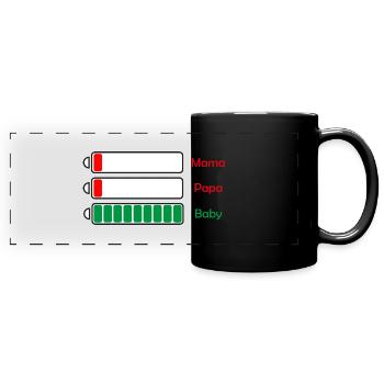 Motif de la batterie - bébé épuisé maman et papa - Mug panoramique uni - noir - Devant