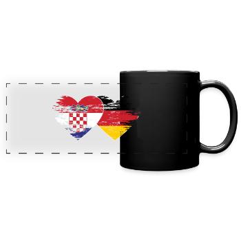 Croatia Germany flag used heart - Full Colour Panoramic Mug - black - Front