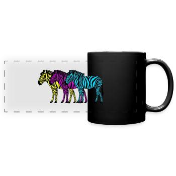 Zebras - Panorama-Tasse farbig - Schwarz - Vorne