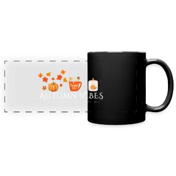 Autumn Vibes - Herbst Design - Pumpkin Spice - Panorama-Tasse farbig - Schwarz - Vorne