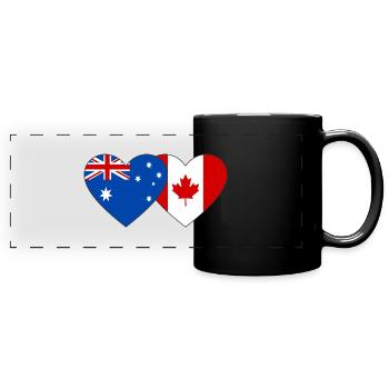Australie Canada drapeau coeur - Mug panoramique uni - noir - Devant