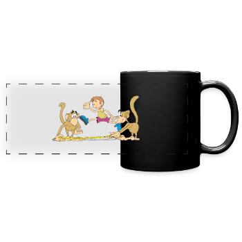 Monkeys in athletic competition - Full Colour Panoramic Mug - black - Front