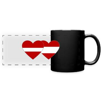 Latvia Austria Flag Heart - Full Colour Panoramic Mug - black - Front