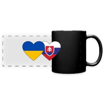 Ukraine Slowakei Flagge Herz - Panorama-Tasse farbig - Schwarz - Vorne