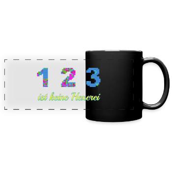 1 2 3 - Panorama-Tasse farbig - Schwarz - Vorne