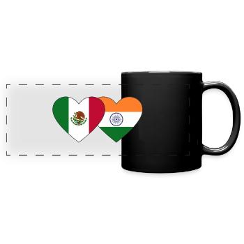 Mexico India Flag Heart - Full Colour Panoramic Mug - black - Front