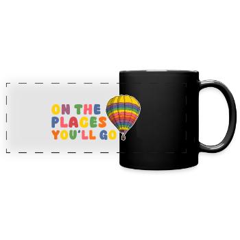 On The Places You'll Go Hot Air Ballooning - Full Colour Panoramic Mug - black - Front