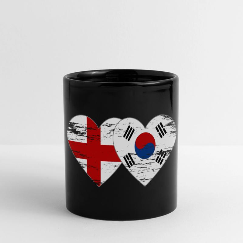 Angleterre Corée du Sud drapeau coeur utilisé Mug panoramique uni