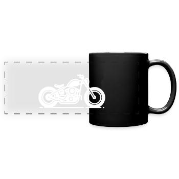 Minimalist Bobber Motorcycle - Line Art White - Full Colour Panoramic Mug - black - Front