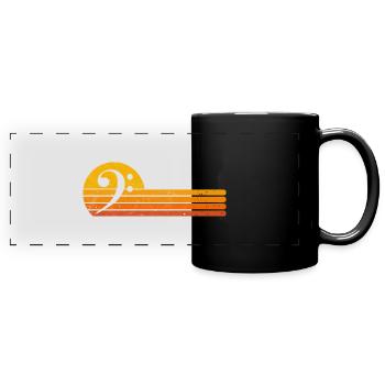 Bass clef bass clef retro bass player gift - Full Colour Panoramic Mug - black - Front