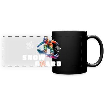 Snowboard Snowboarder Boarder Piste Winterurlaub - Panorama-Tasse farbig - Schwarz - Vorne