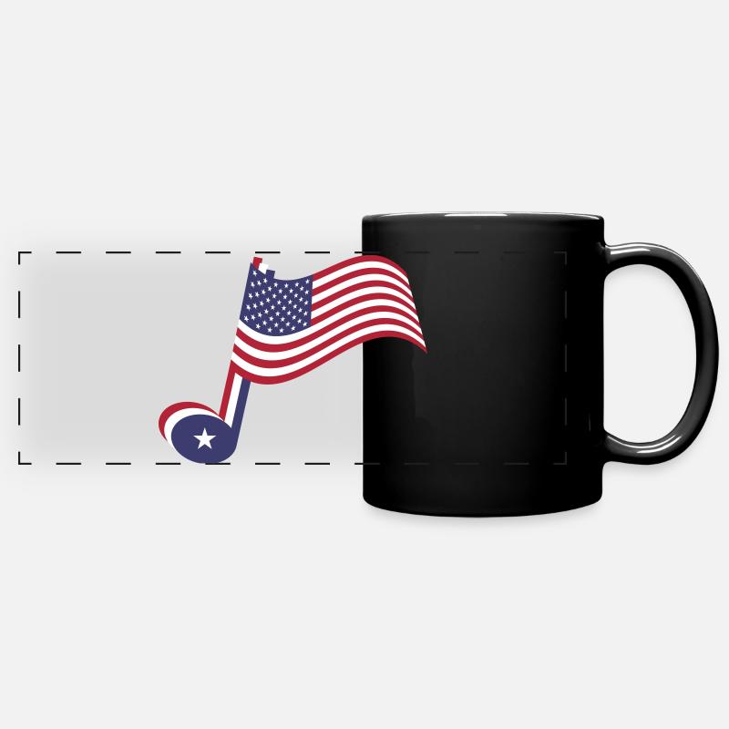 Note de musique country et bannière pailletée - Mug panoramique uni - noir