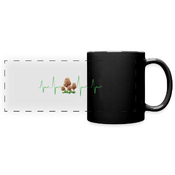 Heartbeat Morels Mushroom Pickers Heart Beat - Full Colour Panoramic Mug - black - Front