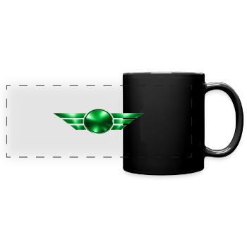 Personnalisez l’emblème ailé vert individuellement - Mug panoramique uni - noir - Devant