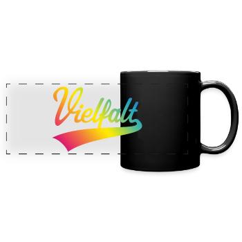 Vielfalt (Diversity / PNG) - Panorama-Tasse farbig - Schwarz - Vorne