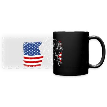 Retriever America Flag Dogs à poil plat Wilsigns - Mug panoramique uni - noir - Devant