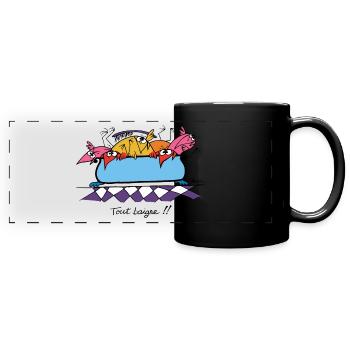 Tout baigne !! - Mug panoramique uni - noir - Devant