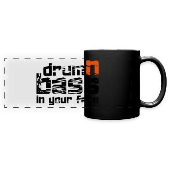 Drum'n'Bass Music Techno Bass Gift Idea - Full Colour Panoramic Mug - black - Front