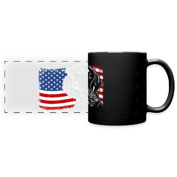 German Wirehair America Flag Dogs Wilsigns - Mug panoramique uni - noir - Devant