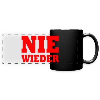 Nie wieder - Panorama-Tasse farbig - Schwarz - Vorne