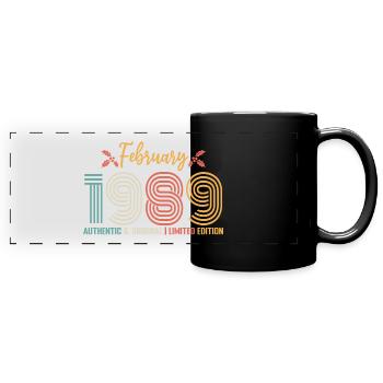 Février 1989 anniversaire Février 1989 rétro - Mug panoramique uni - noir - Devant