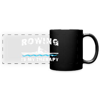 Rowing is my therapy, rowing, rowing, woman - Full Colour Panoramic Mug - black - Front