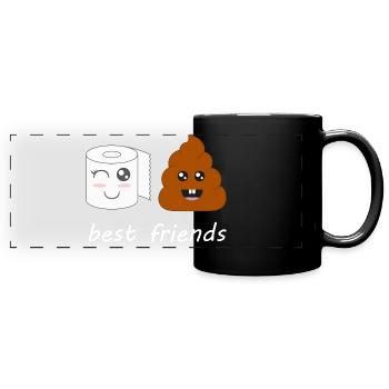 Papier toilette et caca - Mug panoramique uni - noir - Devant
