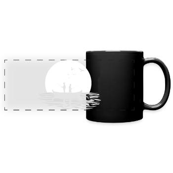 Papa Vater und Sohn Angeln gemeinsam Mondschein 7 - Panorama-Tasse farbig - Schwarz - Vorne