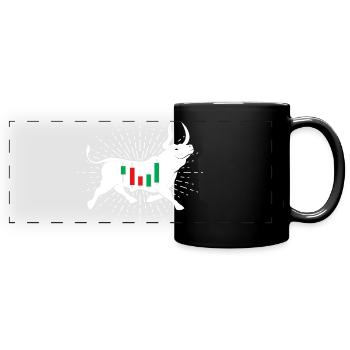 Aktien Bulle - Panorama-Tasse farbig - Schwarz - Vorne