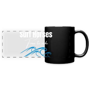 Chevaux de surf gratuits pour chevaucher les vagues - Mug panoramique uni - noir - Devant