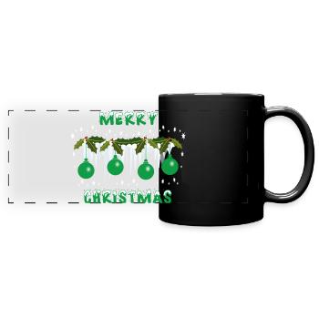 Boules de Noël vertes - Mug panoramique uni - noir - Devant