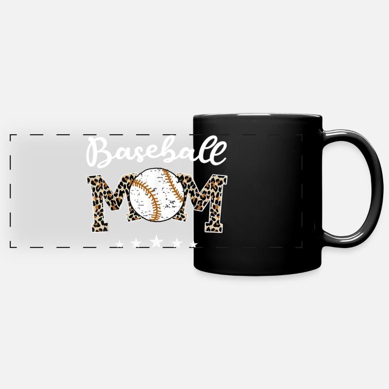 Softball Baseball Mom Leopard Tee Mother s Day - Full Colour Panoramic Mug - black