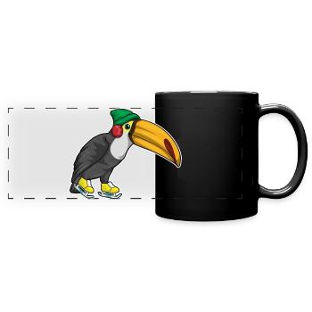 Toucan patins à glace - Mug panoramique uni - noir - Devant