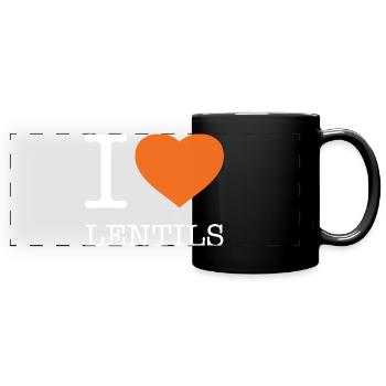 I LOVE LENTILS Linsen - Panorama-Tasse farbig - Schwarz - Vorne