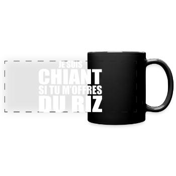 Homme qui adore : Riz. Design Drôle Humour Sushi - Mug panoramique uni - noir - Devant