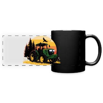 Tracteur - Remorqueur - Agriculteur - Mug panoramique uni - noir - Devant