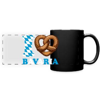 J’aime le bretzel de Bavière - Coeur - Dire - Mug panoramique uni - noir - Devant