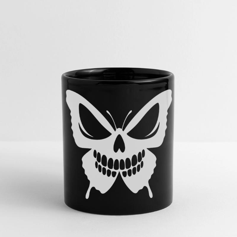 Conception complexe de crâne de papillon Mug panoramique uni