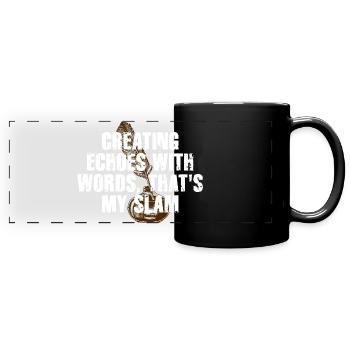 Slam Poetry Gitarrenechos - Panorama-Tasse farbig - Schwarz - Vorne