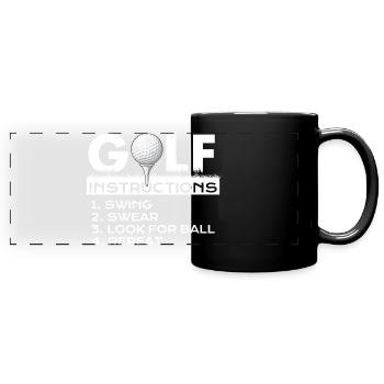 Golf Instructions Swing Swear Repeat Humor - Full Colour Panoramic Mug - black - Front